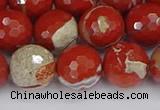 CRE334 15.5 inches 12mm faceted round red jasper beads