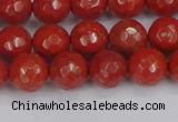 CRE340 15.5 inches 8mm faceted round red jasper beads