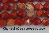 CRE345 15.5 inches 6mm faceted nuggets red jasper beads