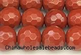 CRE360 15 inches 6mm faceted round red jasper beads wholesale