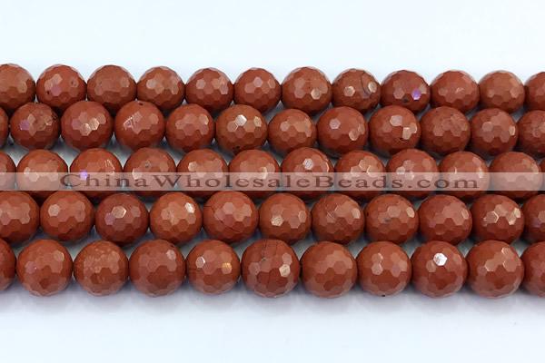 CRE366 15 inches 10mm faceted round red jasper beads