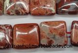 CRE58 15.5 inches 20*20mm square red jasper beads wholesale