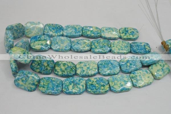 CRF145 15.5 inches 20*26mm rectangle dyed rain flower stone beads