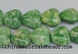 CRF212 15.5 inches 14*14mm heart dyed rain flower stone beads