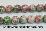 CRF24 15.5 inches 10mm round dyed rain flower stone beads wholesale
