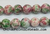 CRF25 15.5 inches 12mm round dyed rain flower stone beads wholesale