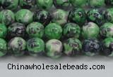 CRF349 15.5 inches 4mm round dyed rain flower stone beads wholesale