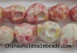 CRF358 15.5 inches 11*12mm skull dyed rain flower stone beads