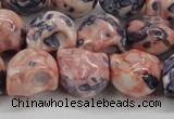 CRF359 15.5 inches 11*12mm skull dyed rain flower stone beads