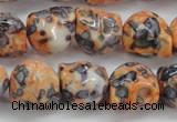 CRF360 15.5 inches 11*12mm skull dyed rain flower stone beads