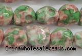 CRF363 15.5 inches 11*12mm skull dyed rain flower stone beads