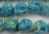 CRF369 15.5 inches 11*12mm skull dyed rain flower stone beads