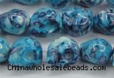 CRF370 15.5 inches 11*12mm skull dyed rain flower stone beads