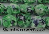 CRF372 15.5 inches 11*12mm skull dyed rain flower stone beads