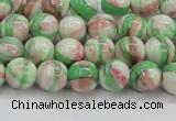 CRF381 15.5 inches 6mm round dyed rain flower stone beads wholesale