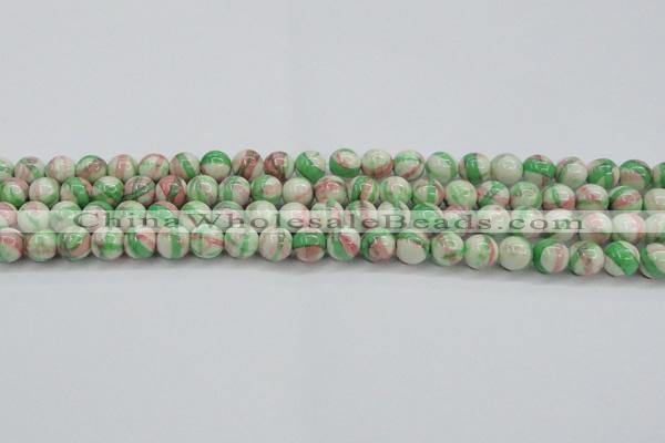 CRF382 15.5 inches 8mm round dyed rain flower stone beads wholesale