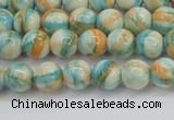 CRF392 15.5 inches 4mm round dyed rain flower stone beads wholesale