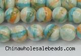 CRF394 15.5 inches 8mm round dyed rain flower stone beads wholesale