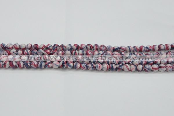 CRF404 15.5 inches 4mm round dyed rain flower stone beads wholesale