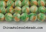 CRF417 15.5 inches 6mm round dyed rain flower stone beads wholesale