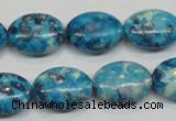 CRF71 15.5 inches 13*18mm oval dyed rain flower stone beads wholesale