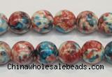 CRF73 15.5 inches 10mm round dyed rain flower stone beads wholesale