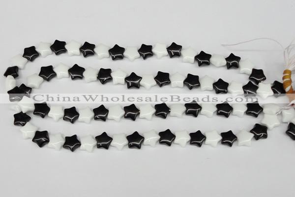 CRG01 15.5 inches 12*12mm star black & white agate beads wholesale