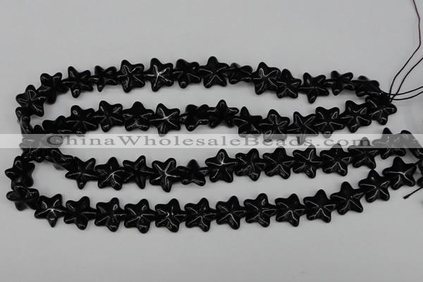 CRG21 15.5 inches 16*16mm star black agate gemstone beads wholesale