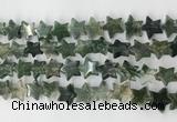 CRG40 15.5 inches 14mm flat star moss agate gemstone beads wholesale