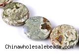 CRH08 different sizes coin sape natural rhyolite beads Wholesale