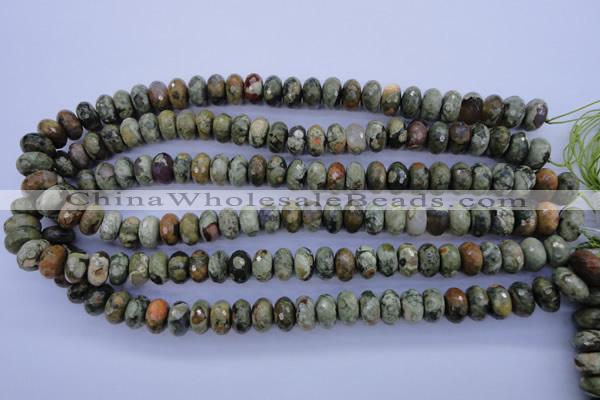 CRH118 15.5 inches 6*12mm faceted rondelle rhyolite gemstone beads