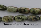 CRH129 15.5 inches 8*16mm faceted rice rhyolite gemstone beads