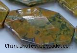 CRH154 15.5 inches 32*45mm - 35*50mm faceted freeform rhyolite beads