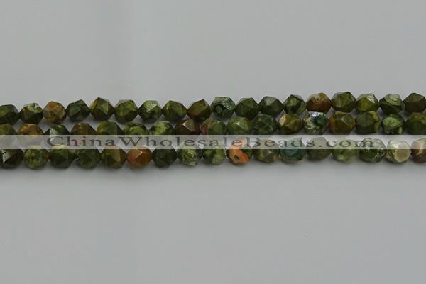 CRH162 15.5 inches 8mm faceted nuggets rhyolite gemstone beads