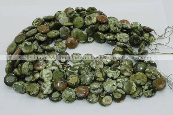 CRH37 15.5 inches 16mm flat round rhyolite beads wholesale