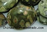 CRH50 15.5 inches 30*40mm flat teardrop rhyolite beads wholesale