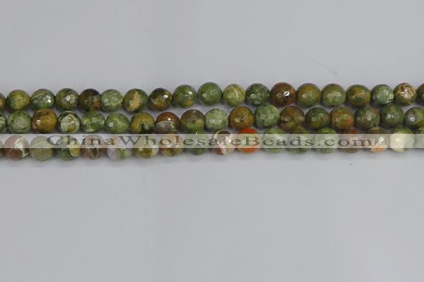 CRH528 15.5 inches 8mm faceted round rhyolite beads wholesale