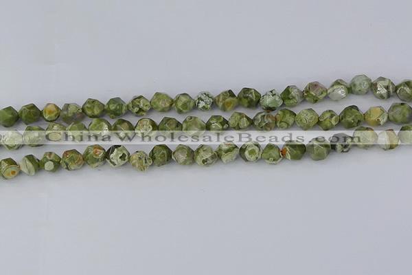 CRH535 15.5 inches 6mm faceted nuggets rhyolite gemstone beads