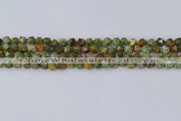 CRH541 15.5 inches 6mm faceted nuggets rhyolite beads wholesale