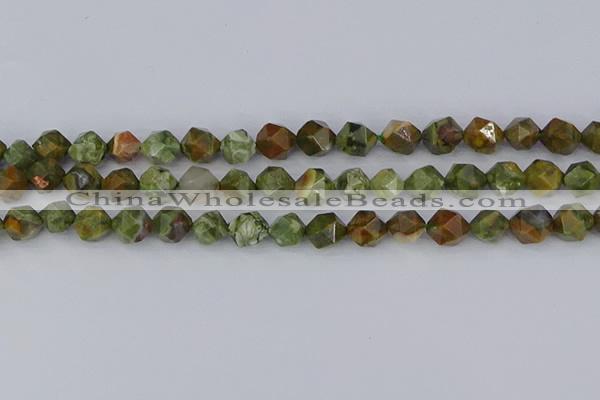 CRH542 15.5 inches 8mm faceted nuggets rhyolite beads wholesale