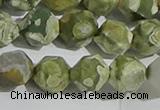 CRH556 15.5 inches 12mm faceted nuggets matte rhyolite gemstone beads