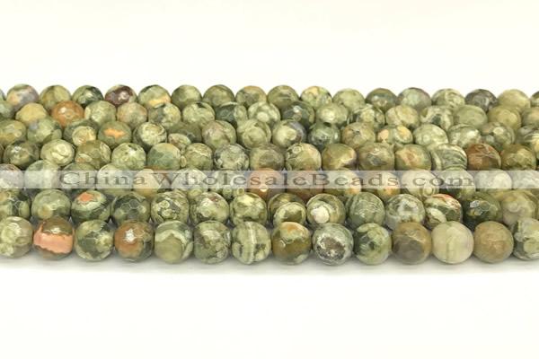 CRH580 15 inches 6mm faceted round rhyolite beads wholesale