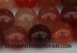 CRH604 15.5 inches 12mm round red rabbit hair quartz beads
