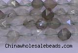 CRH611 15.5 inches 6mm faceted nuggets green rabbit hair beads