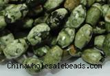 CRH66 15.5 inches 7*11mm faceted rice rhyolite beads wholesale