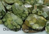 CRH80 15.5 inches 15*20mm faceted rectangle rhyolite beads wholesale