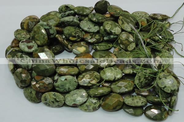 CRH92 15.5 inches 18*25mm faceted oval rhyolite beads wholesale