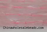 CRI02 15.5 inches 10*30mm faceted rice rose quartz beads wholesale