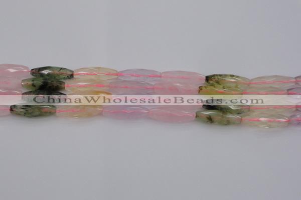 CRI08 15.5 inches 10*30mm faceted rice mixed quartz beads
