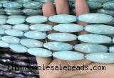 CRI110 15.5 inches 10*30mm faceted rice amazonite gemstone beads